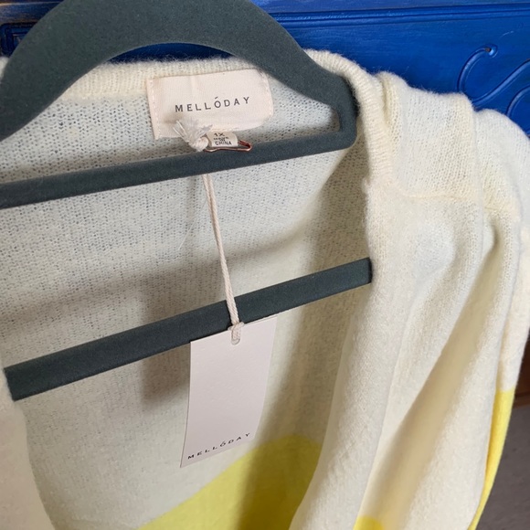 New! Melloday Colorblock Knit Cardigan Plus Sz 1X - Picture 5 of 6